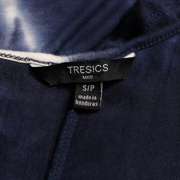 Tresics Luxe Navy White Tie Dye Halter Mini Dress Cover Up Stretch Knit Size S - Picture 5 of 7